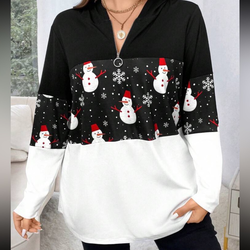 Snowman half zip top